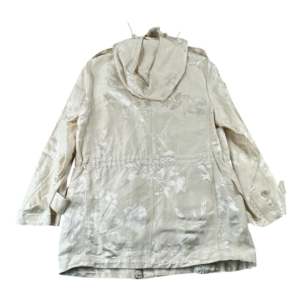Ralph Lauren Purple Label Ivory Linen Blend Floral Hooded Padded Jacket SZ 4 NWT - Picture 3 of 14